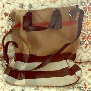 Burberry Canvas Check Medium Ashby Hobo Saddle Bag